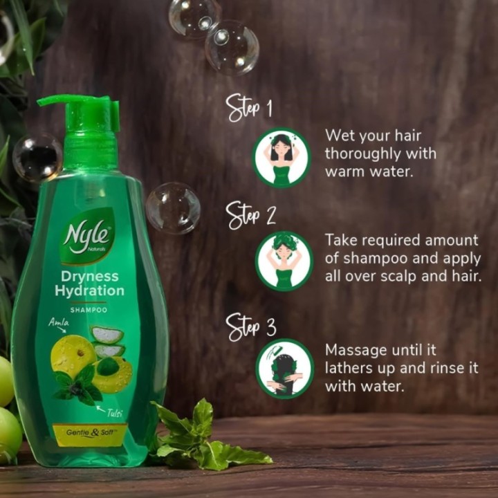 Nyle Naturals Dryness Hydration Shampoo, with Tulsi, Amla and Aloe