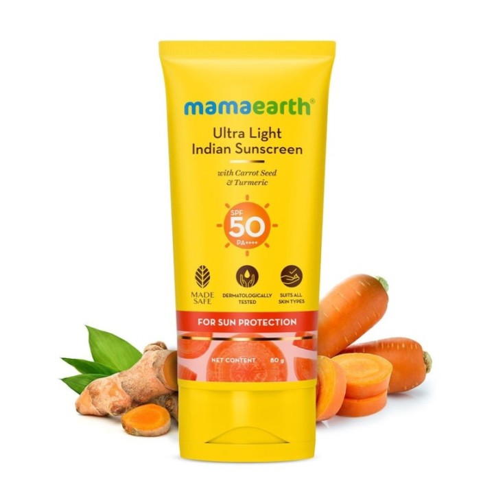 Mamaearth Ultra Light Indian Sunscreen with Carrot Seed (80g)