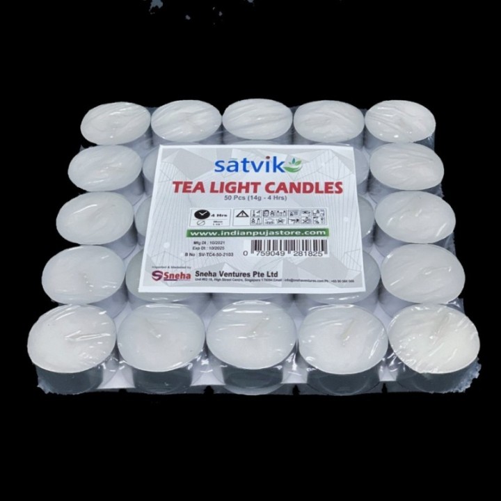 Satvik Tea Light Wax Candles (, 1 1/2", Unscented), 4Hrs Burning
