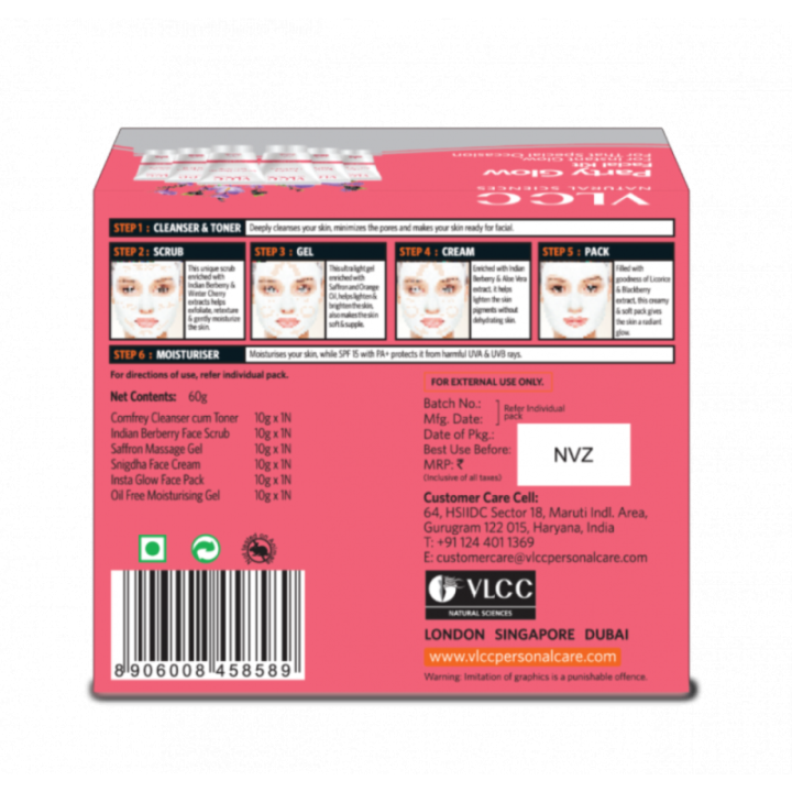 Vlcc Party Glow Facial Kit, for That Instant Glow & Special Occasion