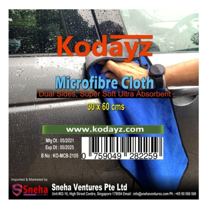 Kodayz Premium Microfiber Dual Sides Car Cleaning Cloth, 30*, 3 Piece