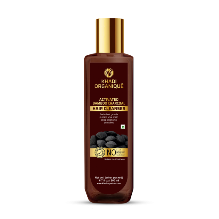 Khadi Organique Activated Bamboo Charcoal Hair Cleanser (200ml)