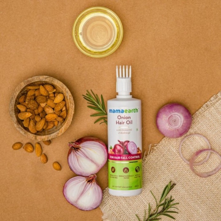 Mamaearth Onion Hair Oil with Onion Oil & Redensyl for Hair Fall