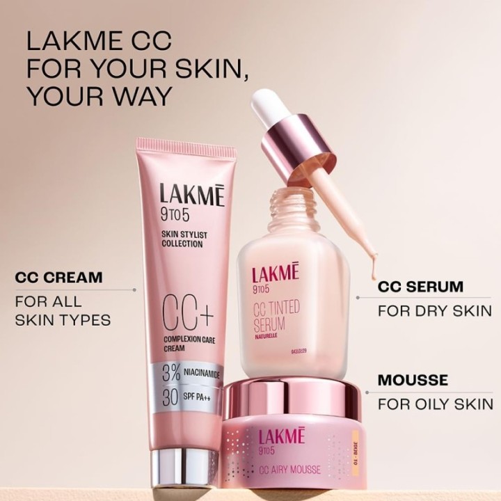 Lakme 9 To 5 Cc Complexion Care Cream SPF 30 PA++ - 02 Honey (30g)