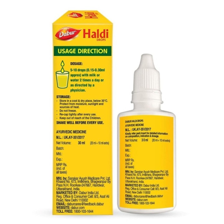 Dabur Haldi Drops, +, 100% Ayurvedic Immunity Booster 10ml