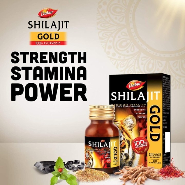 10 Capsules - Dabur Shilajit Gold Premium Vitality Ayurvedic