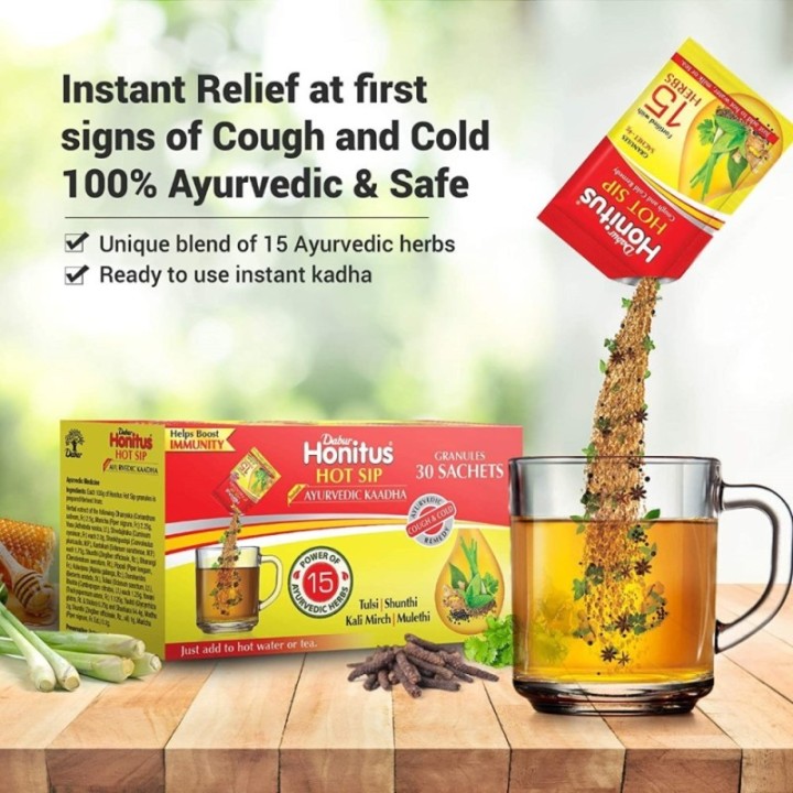 Dabur Honitus Hot Sip Ayurvedic Kaadha, (*Pack of 30 Sachets)