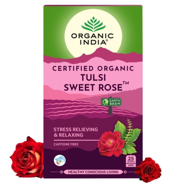 Organic India Tulsi Sweet Rose 25 Tea Bags