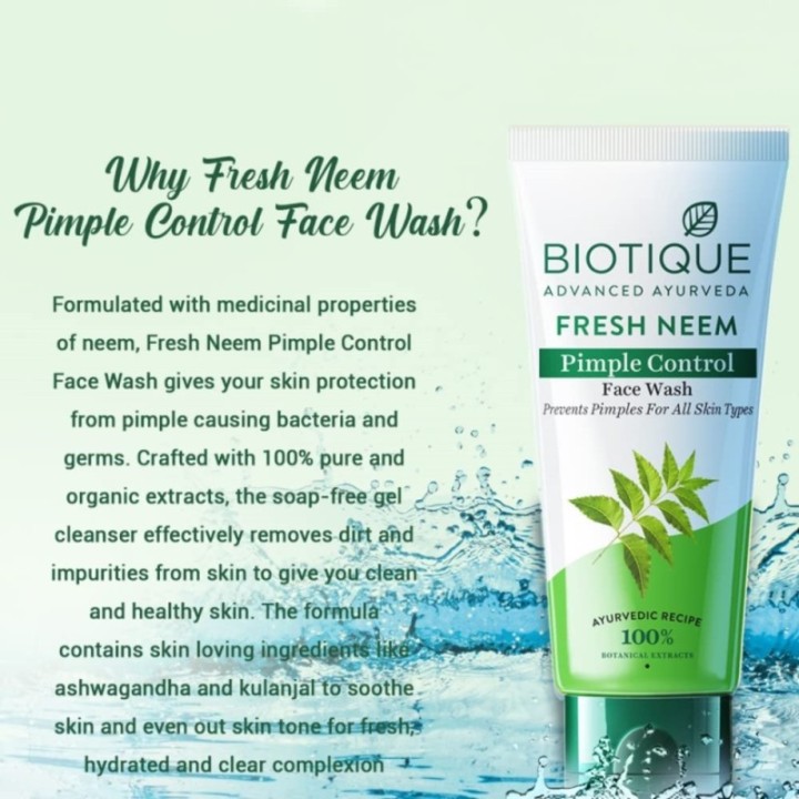 Biotique Fresh Neem Pimple Control Face Wash Ayurvedic
