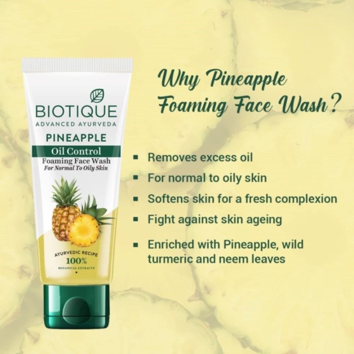 Biotique Pineapple Oil Control Foaming Face Wash Hydrates Dry Skin