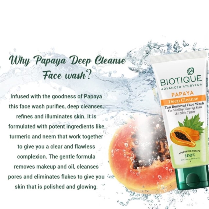 Biotique Papaya Deep Cleanse Face Wash for Visibly Glowing Skin All