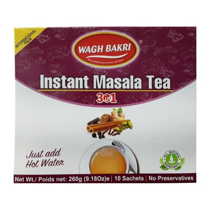Wagh Bakri Instant Masala Tea 3-in-1 (260g, 10 Sachets)
