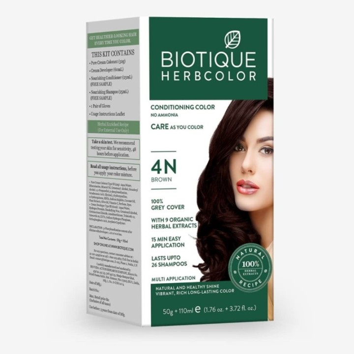 Biotique Bio Herbcolor 4N Brown, +- Conditioning Color No Ammonia