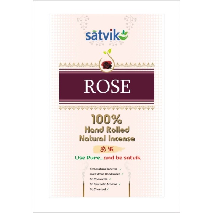 Satvik Rose Incense Sticks (Agarbatti for Prayer), Pack