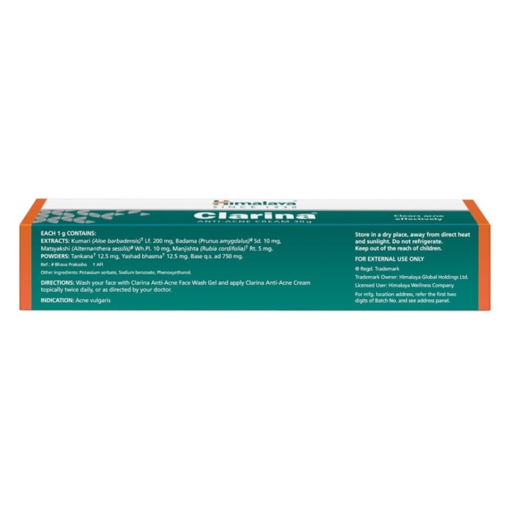 Himalaya Clarina Anti Acne Face Wash Gel - Cleanses Skin Controls
