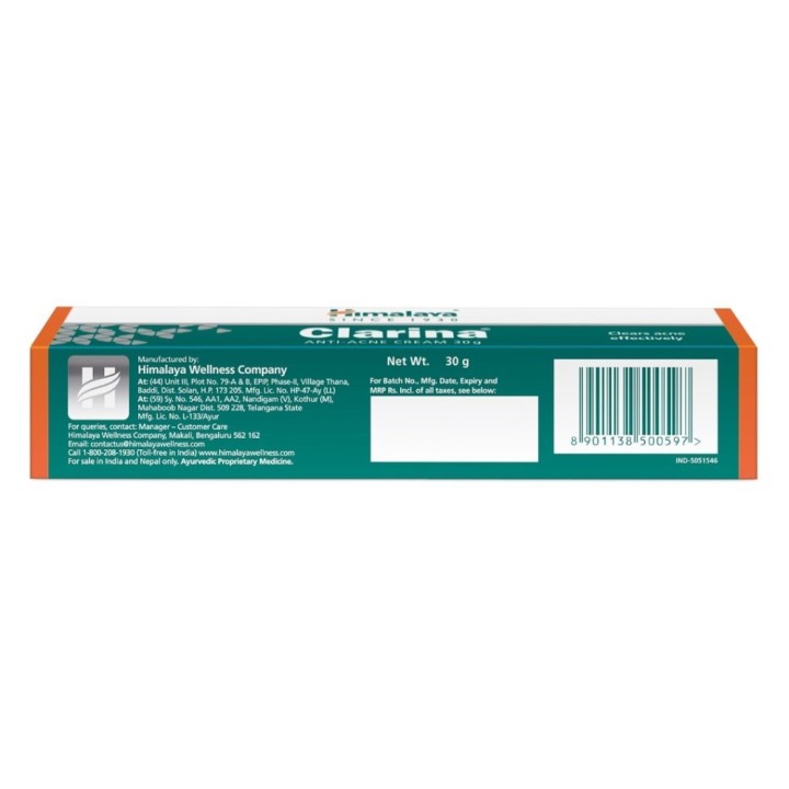 Himalaya Clarina Anti Acne Face Wash Gel - Cleanses Skin Controls