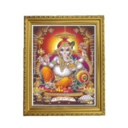 Satvik Lord Ganesha Designer Wooden Golden Photo Frame (5) for Pooja