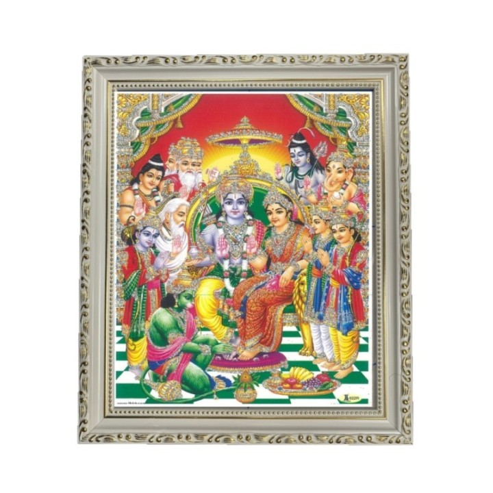 Satvik Lord Ram & Goddess Sita Mata Family Photo, Designer Wooden