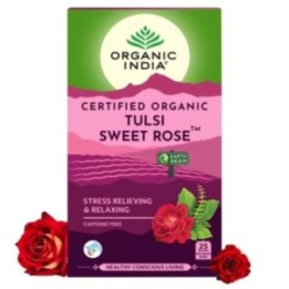 Organic India Tulsi Sweet Rose 25N Infusion Bags- Stress Relieving