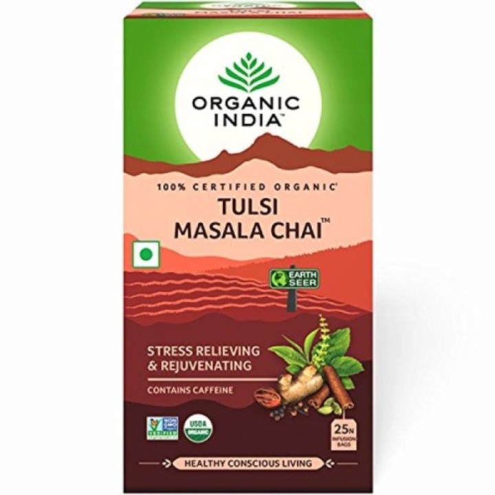 Organic India Tulsi Masala Chai 25N Infusion Bags- Stress Relieving