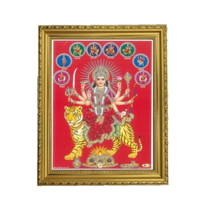 Satvik Goddess Durga Ma Sherawali, Ma Ambe Designer Wooden Golden
