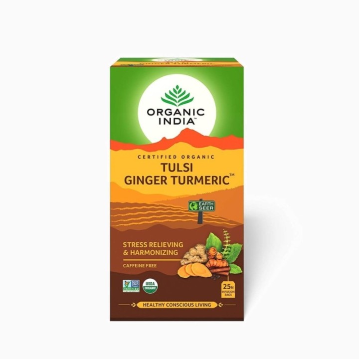 Organic India Tulsi Ginger Turmeric 25N Infusion Bags- Stress