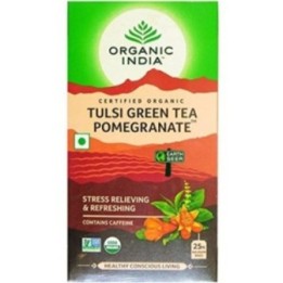 Organic India Tulsi Green Tea Pomegranate 25N Infusion Bags- Stress