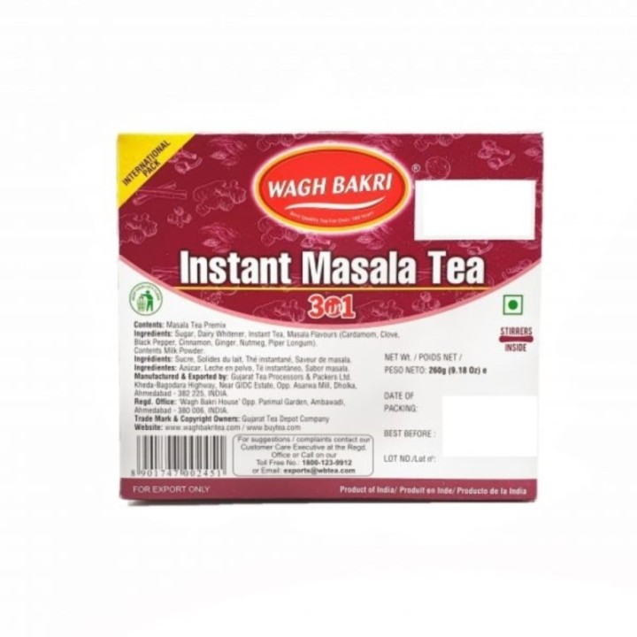 Wagh Bakri Instant Masala Tea 3 in 1, (10 Sachets) 260g
