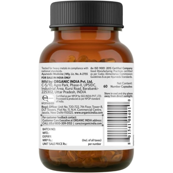 Organic India Bowel Care Relieves Constipation & Ibs, 60 Capsules