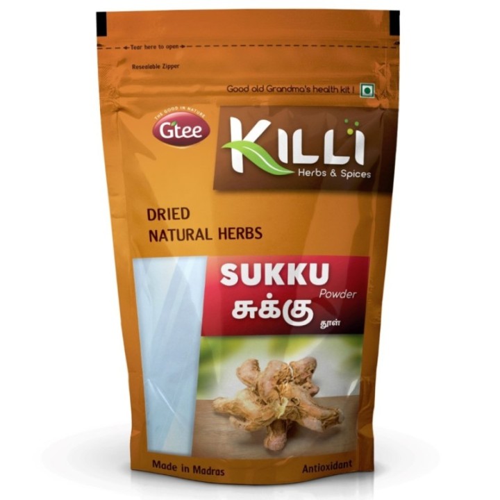 Killi Herbs & Spices Sukku Powder (Dried Ginger), (Cold & Cough) 100g