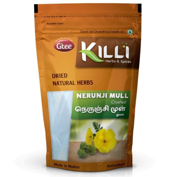 Killi Herbs & Spices Nerunji Mull Crushed Powder (Gokshura), (Kidney
