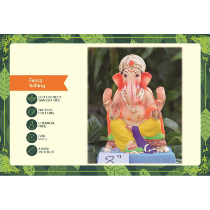 Fancy Velling Eco Friendly Ganesha Idol Made of Clay Shadu Mati