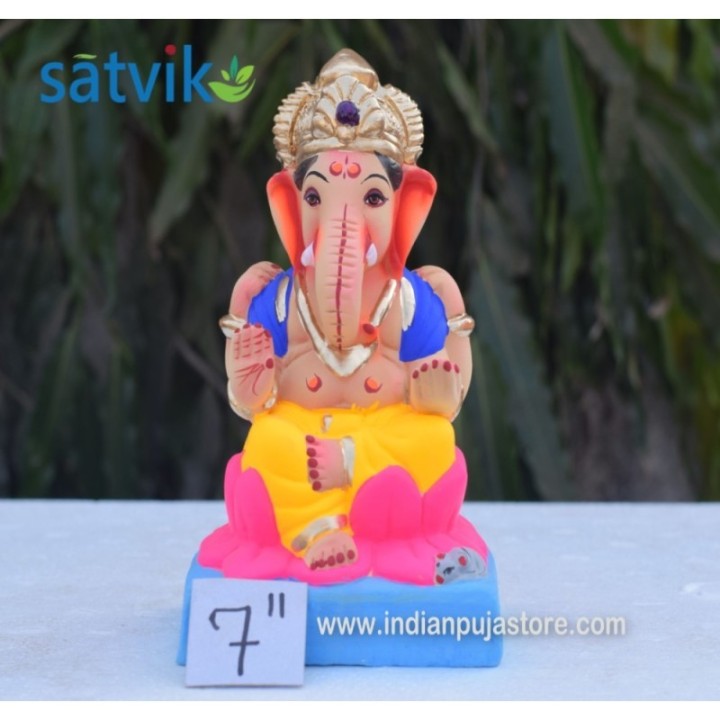 Kamal Aasan Eco Friendly Ganesha Idol Made of Clay Shadu Mati 7 Inches