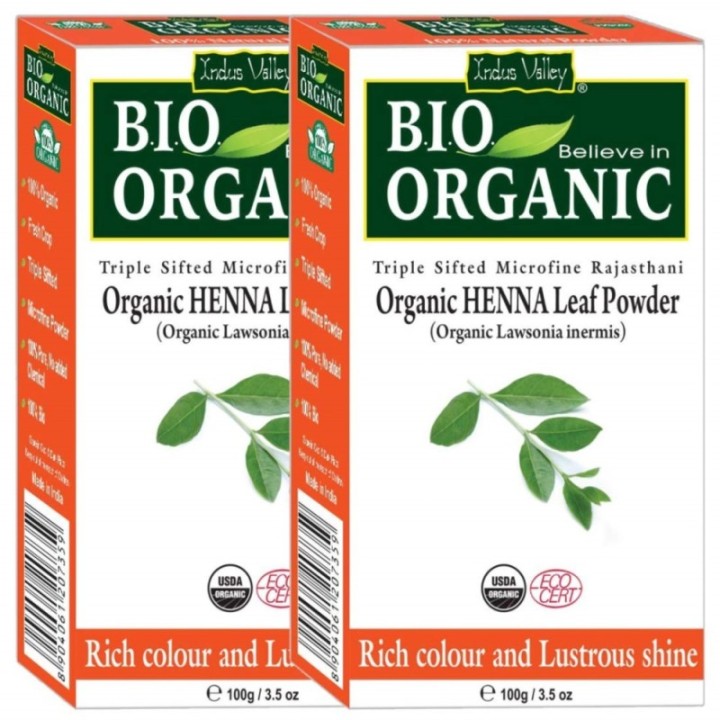 Indus Valley Bio Organic Henna Leaf Powder (Lawsonia Inermis), Rich