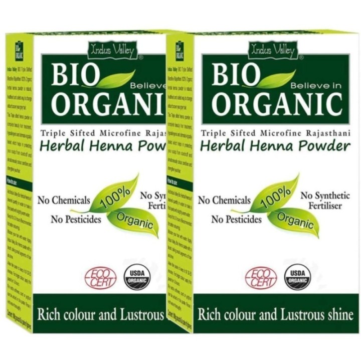 Indus Valley Bio Organic Herbal Henna Powder, Rich Color & Lustrous