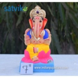 Kamal Aasan Eco Friendly Ganesha Idol Made of Clay Shadu Mati 6 Inches