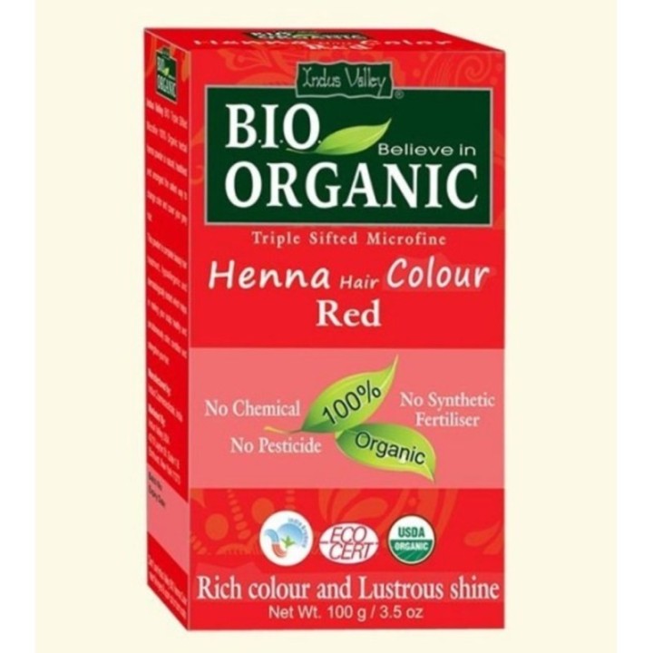 Indus Valley Bio Organic Red Henna Hair Color, Rich Color & Lustrous