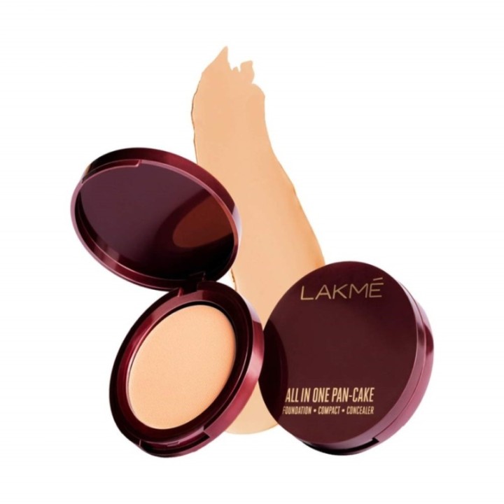 Lakme All in One Pan-Cake Foundation, Compact, Concealer, (Natural