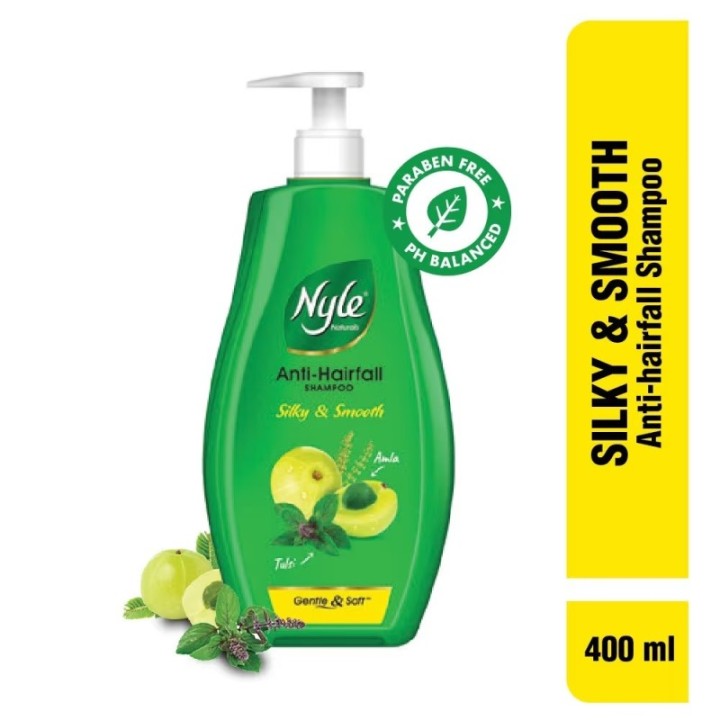 Nyle Naturals Silky & Smooth Anti Hairfall Shampoo With Tulsi & Amla (400ml)
