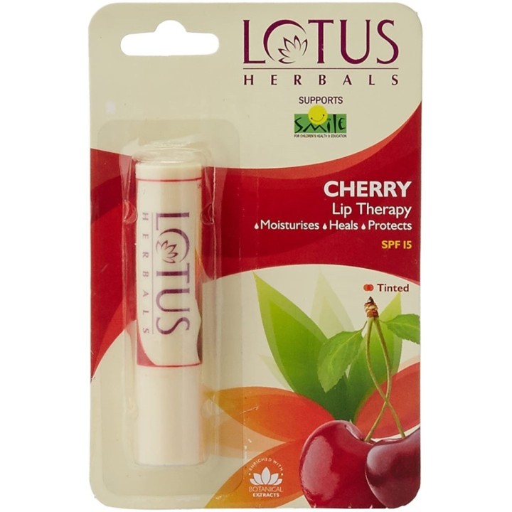 Lotus Herbals Cherry Lip Therapy SPF 15 (Tinted), Moisturizes, Heals
