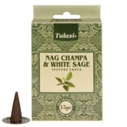 Tulasi Nag Champa & White Sage Incense Cones, Pack of 4 ( in ) 1 Pack
