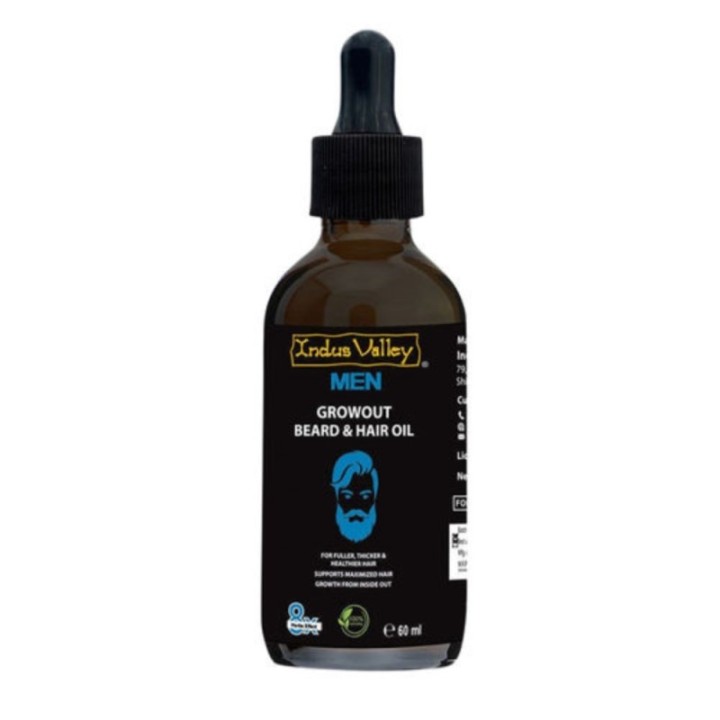 Indus Valley Men Growout Beard & Hair Oil, for Fuller, Thicker