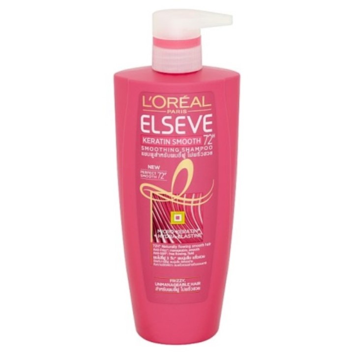 Elseve Keratin Smooth 72H Smoothing Shampoo, for Frizzy, Unmanageable
