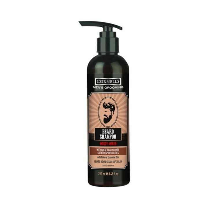 Cornells Men's Grooming Beard Shampoo, Woody Amber, with Natural