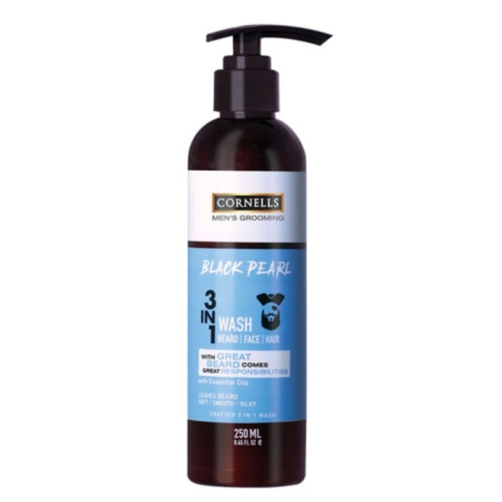 Cornells Men's Grooming 3-in-1 Wash for Beard, Face & Hair