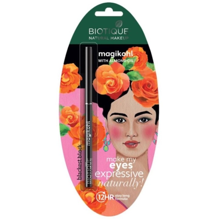 Biotique Natural Makeup Magikohl with Almond Oil (Blackest Black)