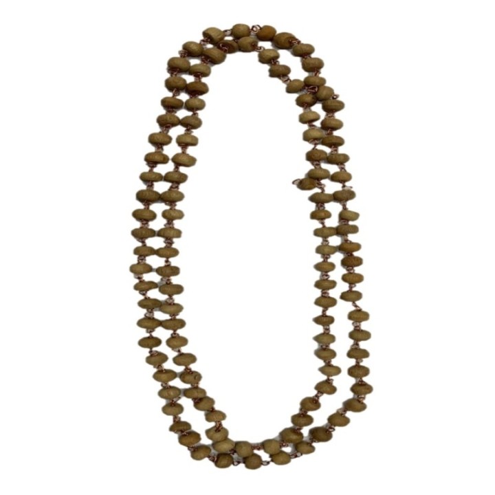 Satvik Brown Tulsi Beads Mala, Holy Basil Rosary String, 108 Beads