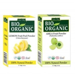 Indus Valley Bio Organic Combo Pack of Lemon Fruit Peel Powder & Amla