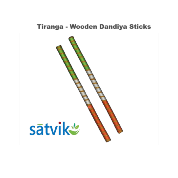 Tiranga Wooden Dandiya Sticks, Pair of Tiranga Multi Color Wooden