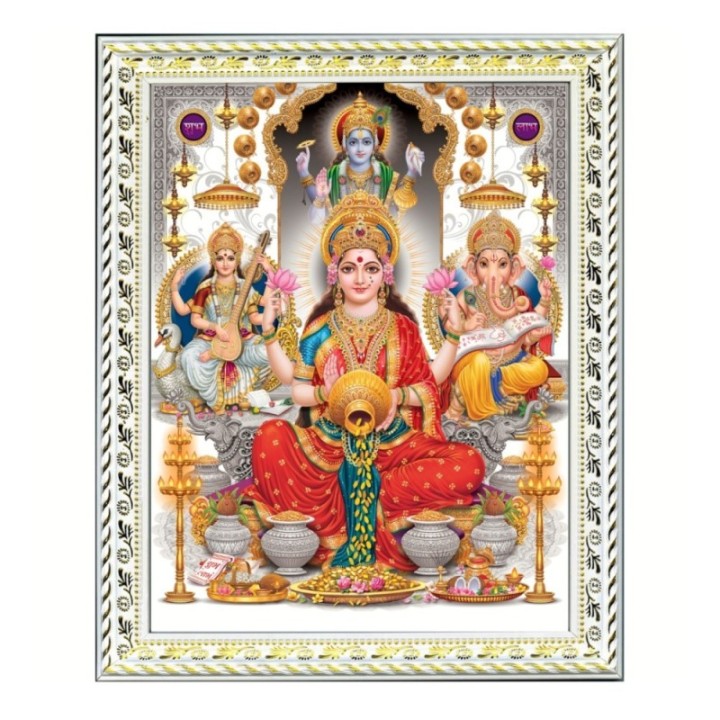 Satvik Goddess Maha Lakshmi, Ma Saraswati, Lord Ganesha & Lord Vishnu